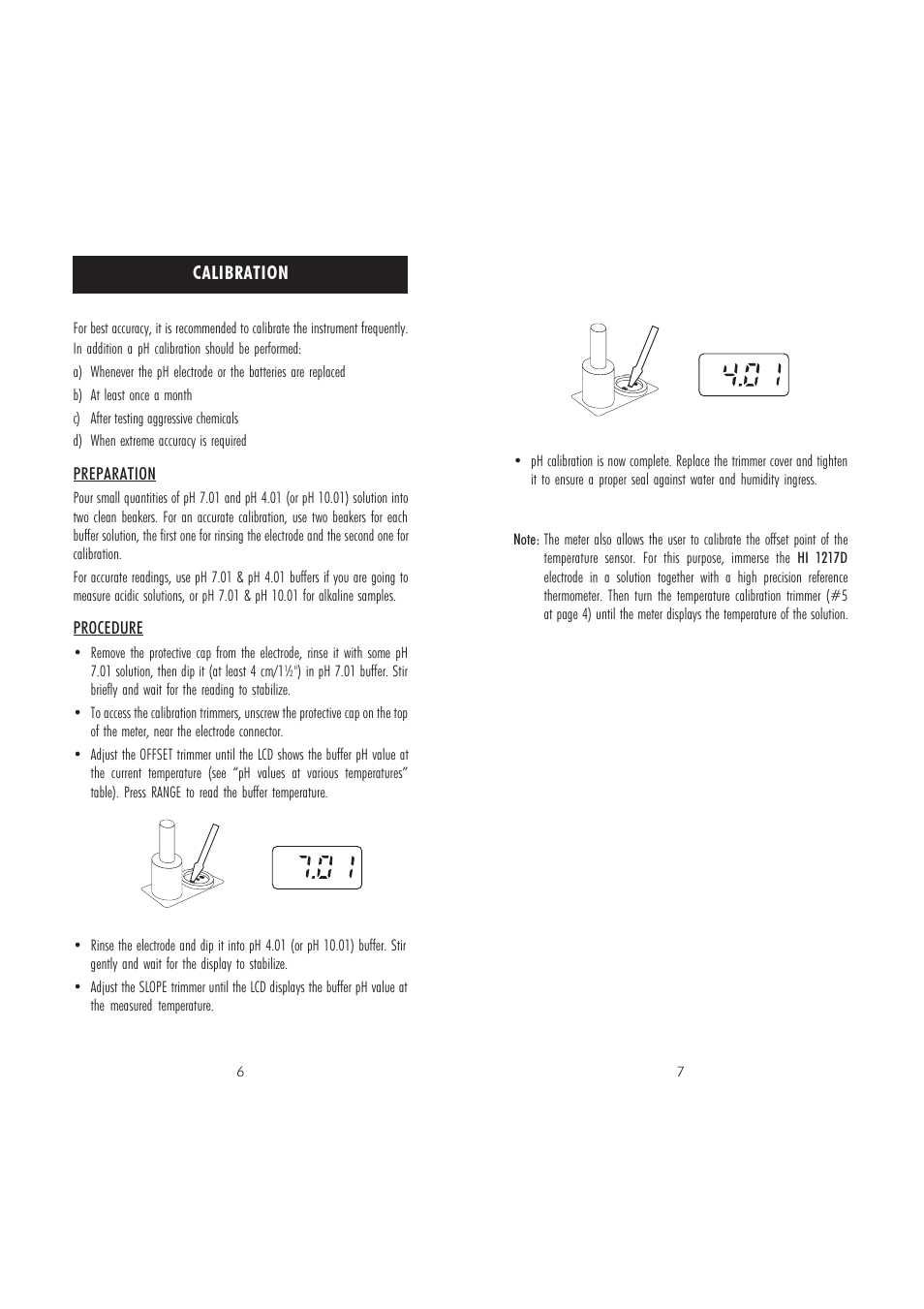 Calibration | Hanna Instruments HI 9210N User Manual | Page 4 / 7