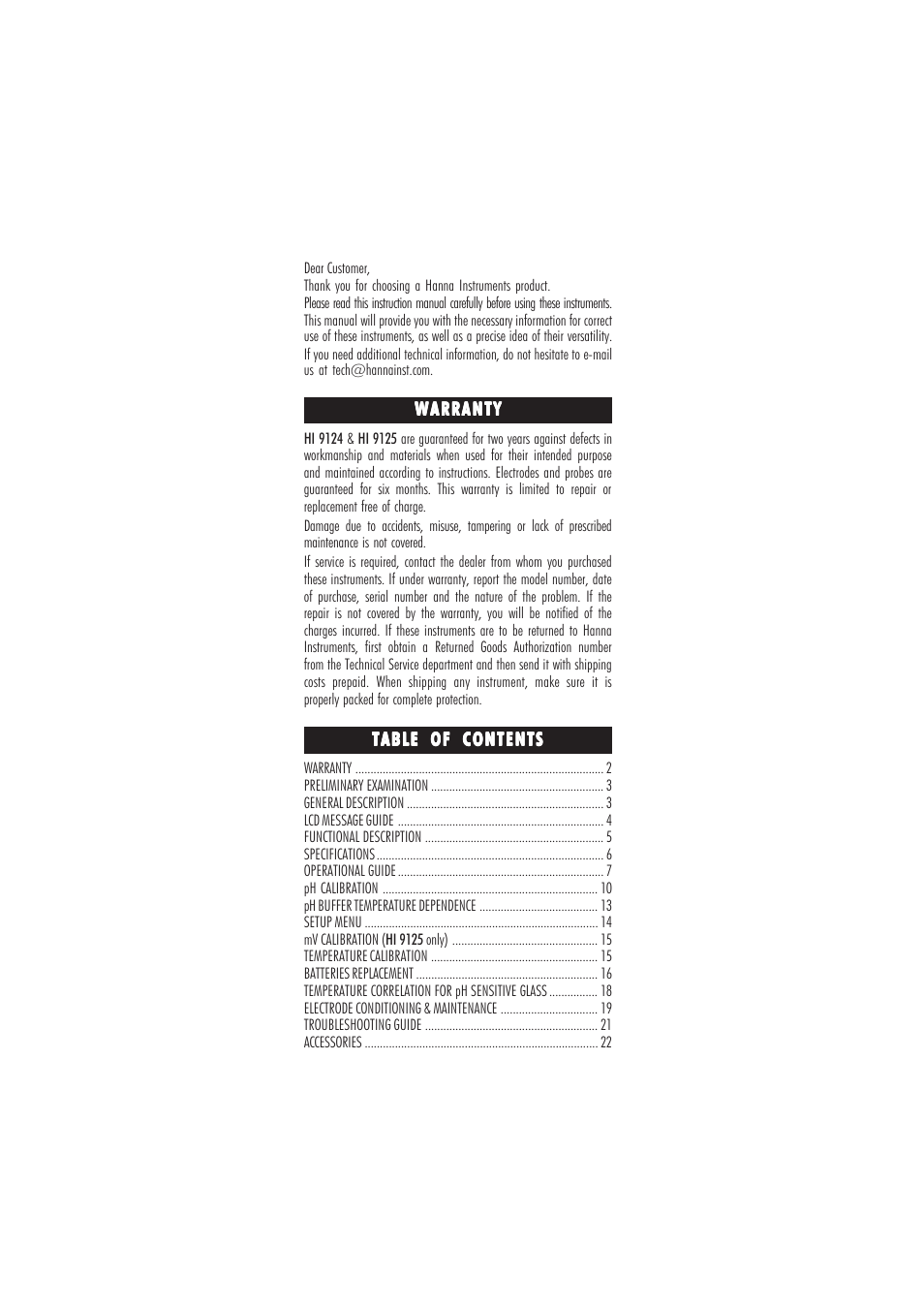 Hanna Instruments HI 9124 User Manual | Page 2 / 28