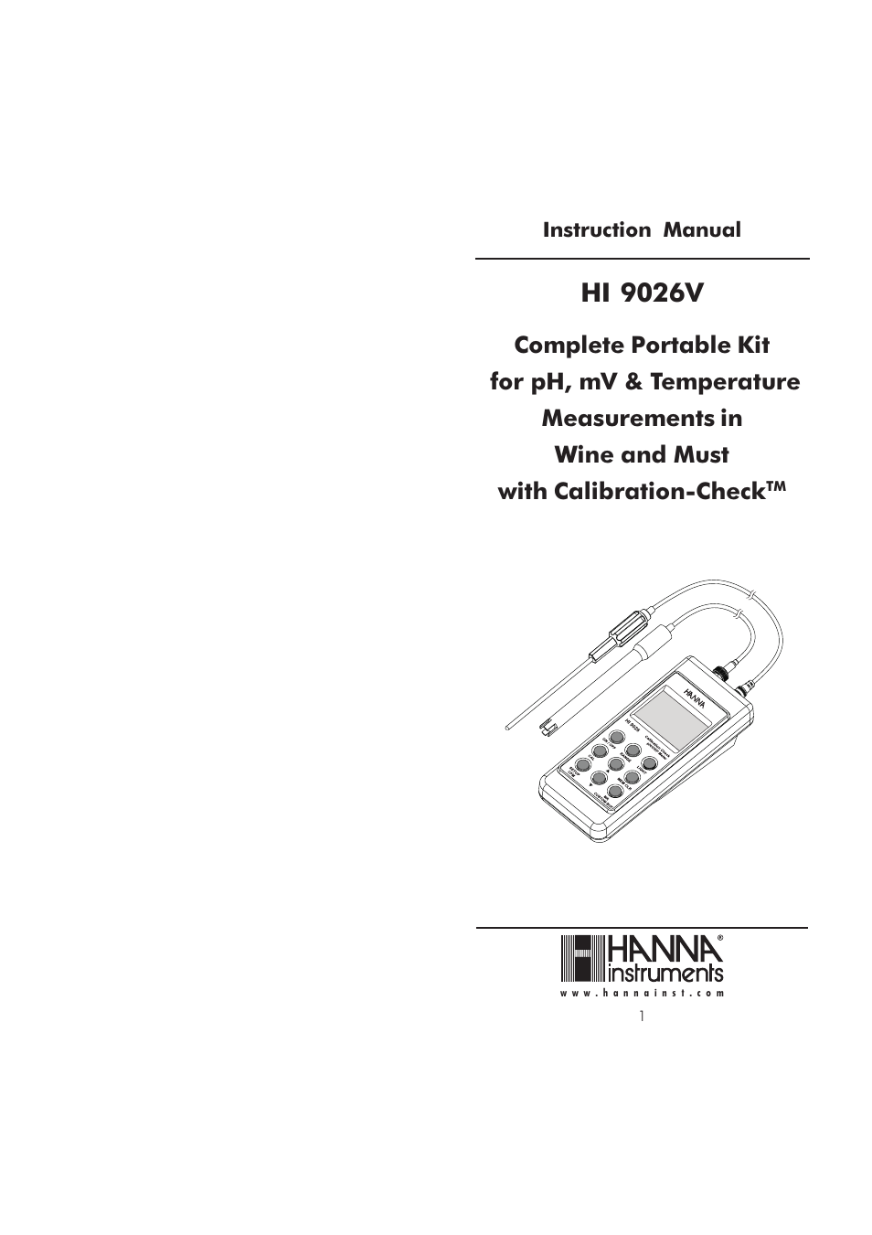 Hanna Instruments HI 9026V User Manual | 11 pages