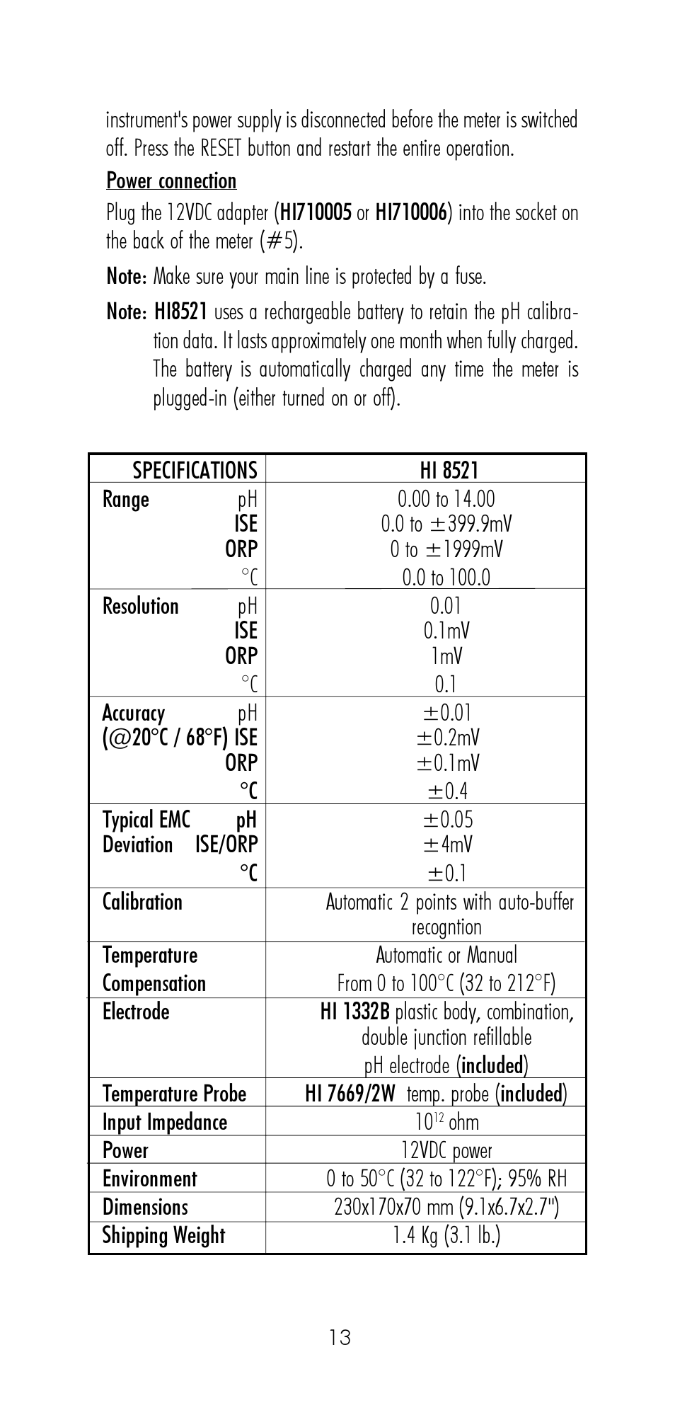 Hanna Instruments HI 8521 User Manual | Page 13 / 40