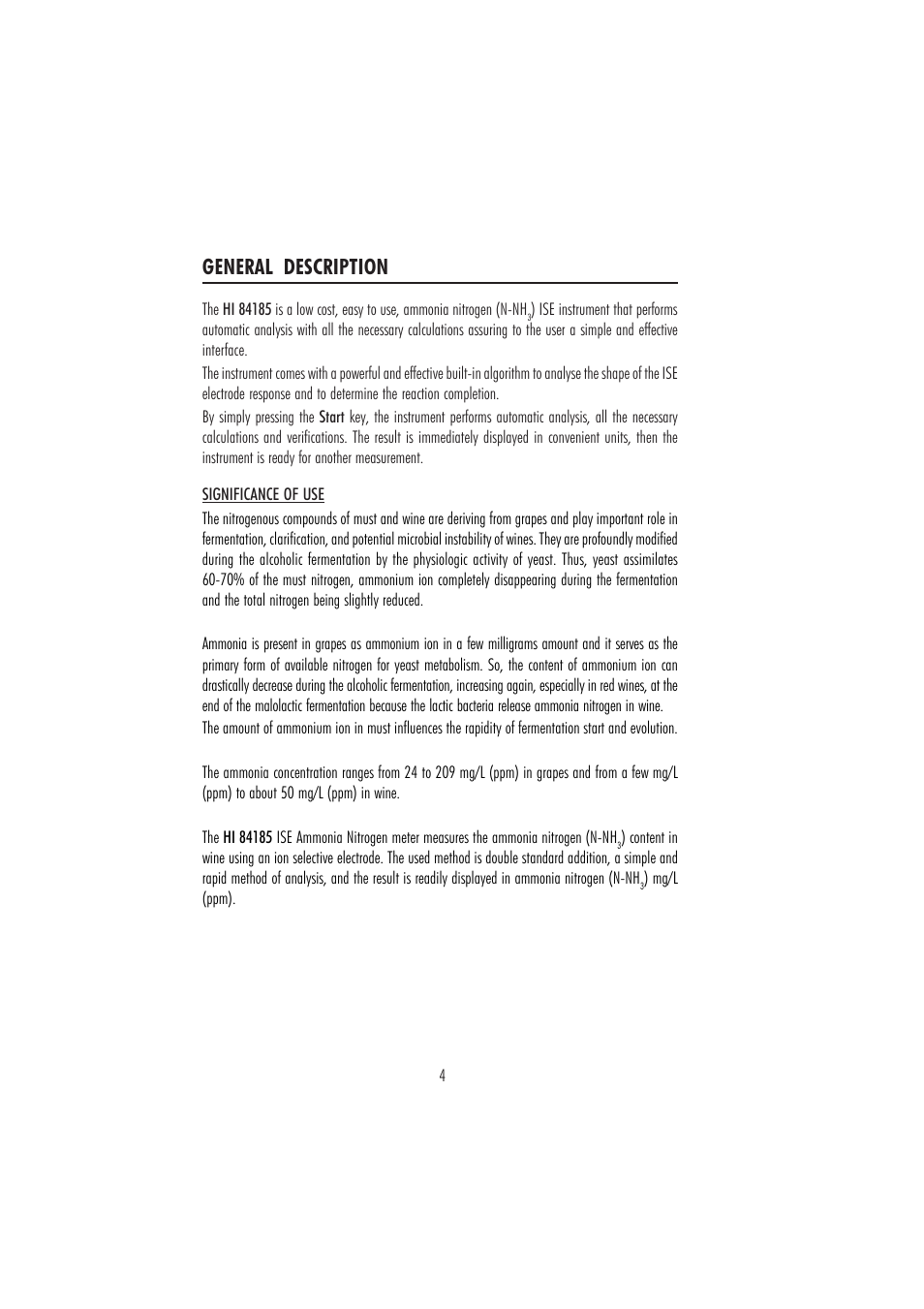 General description | Hanna Instruments HI 84185 User Manual | Page 4 / 24