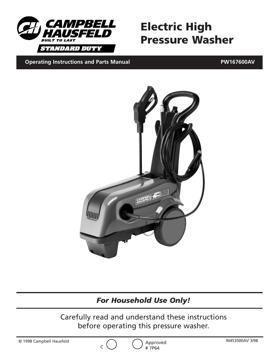 Campbell Hausfeld CAMPBELL PW167600AV User Manual | 24 pages