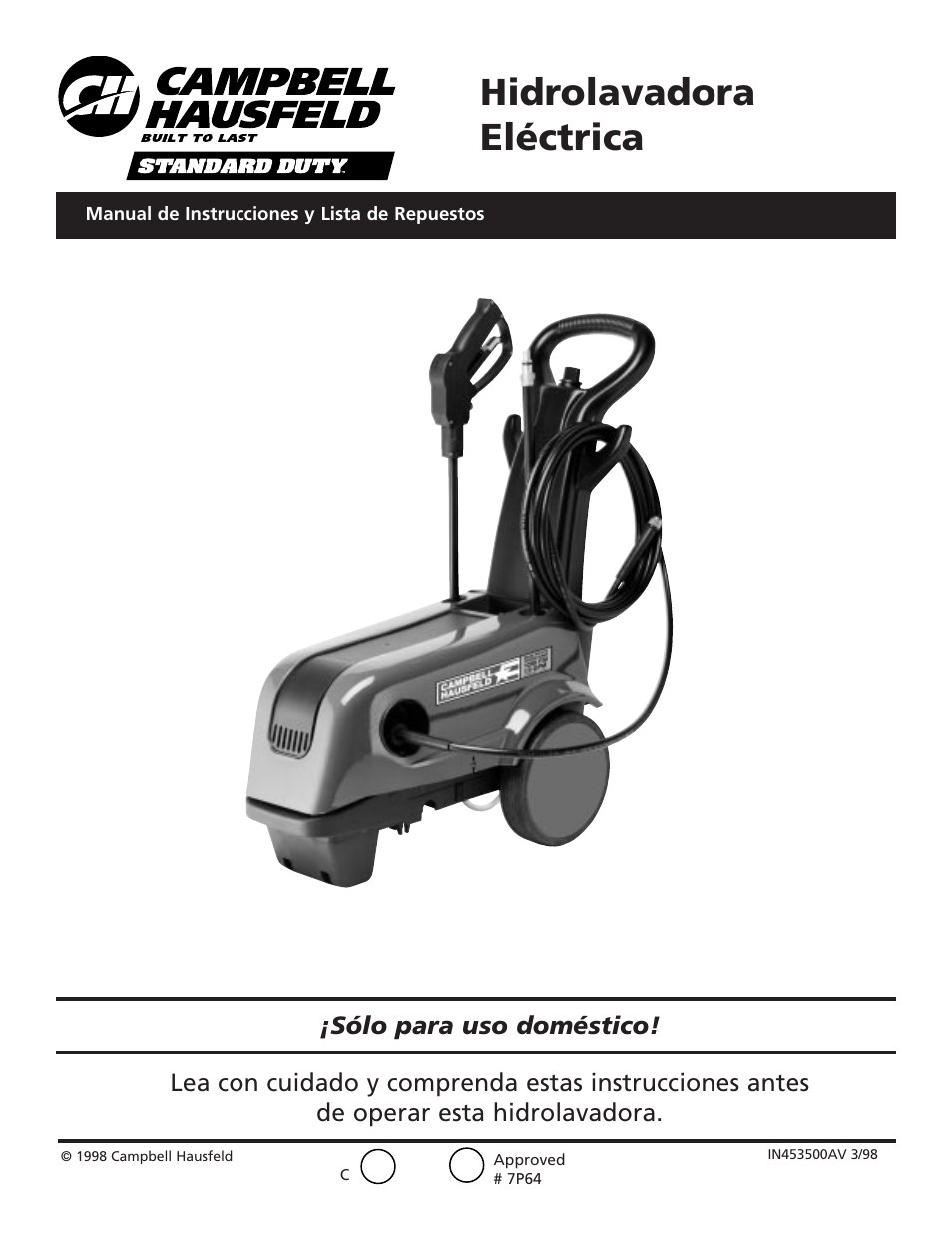 Hidrolavadora eléctrica | Campbell Hausfeld CAMPBELL PW167600AV User Manual | Page 17 / 24