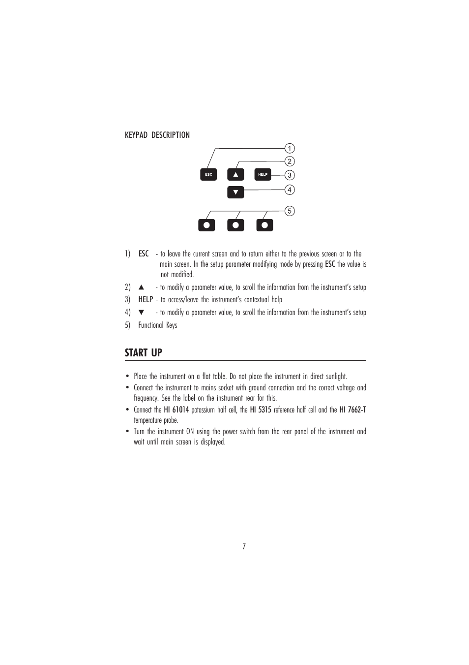 Start up | Hanna Instruments HI 84181 User Manual | Page 7 / 20