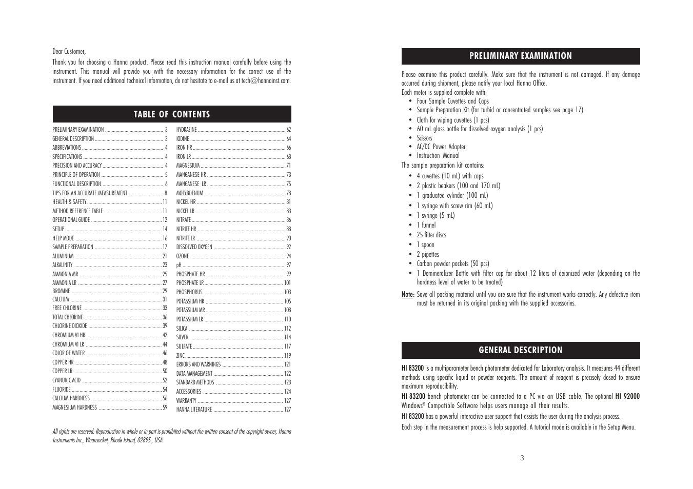 Hanna Instruments HI 83200 User Manual | Page 2 / 65