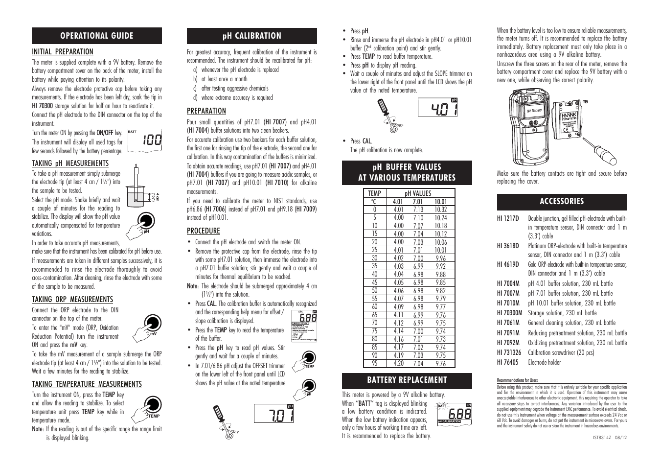 Hanna Instruments HI 8314 User Manual | Page 2 / 2