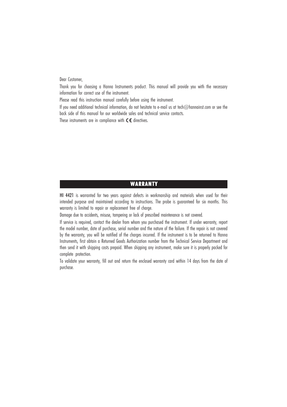 Hanna Instruments HI 4421 User Manual | Page 2 / 56