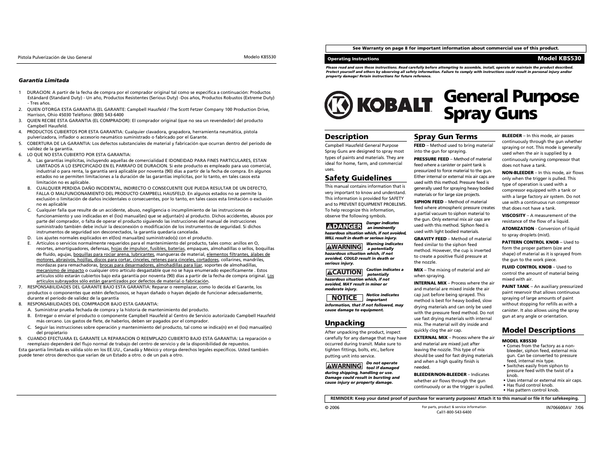 Campbell Hausfeld KBS530 User Manual | 12 pages