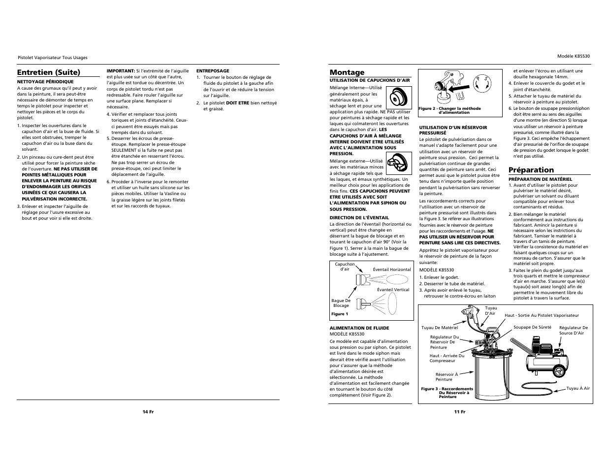 Entretien (suite), Préparation, Montage | Campbell Hausfeld KBS530 User Manual | Page 11 / 12