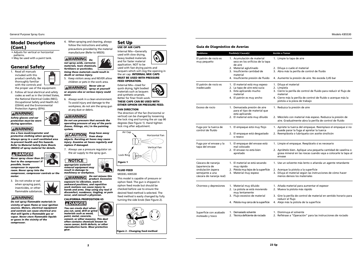 Set up, Model descriptions (cont.), General safety | Notice | Campbell Hausfeld KBS530 User Manual | Page 2 / 12