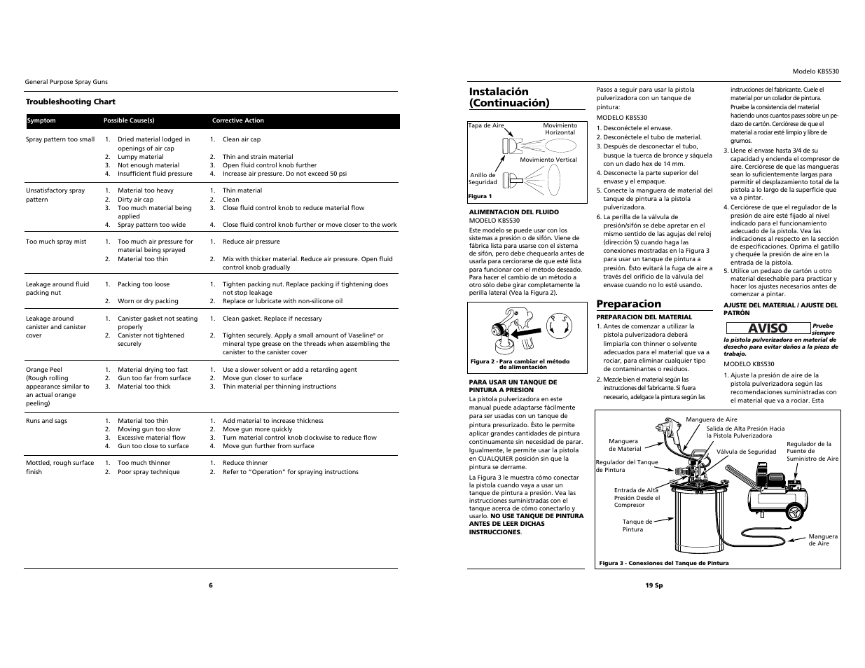 Aviso, Preparacion, Instalación (continuación) | Campbell Hausfeld KBS530 User Manual | Page 6 / 12