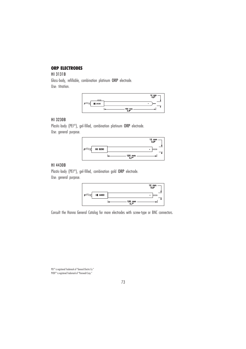 Orp electrodes | Hanna Instruments HI 4221 User Manual | Page 73 / 76