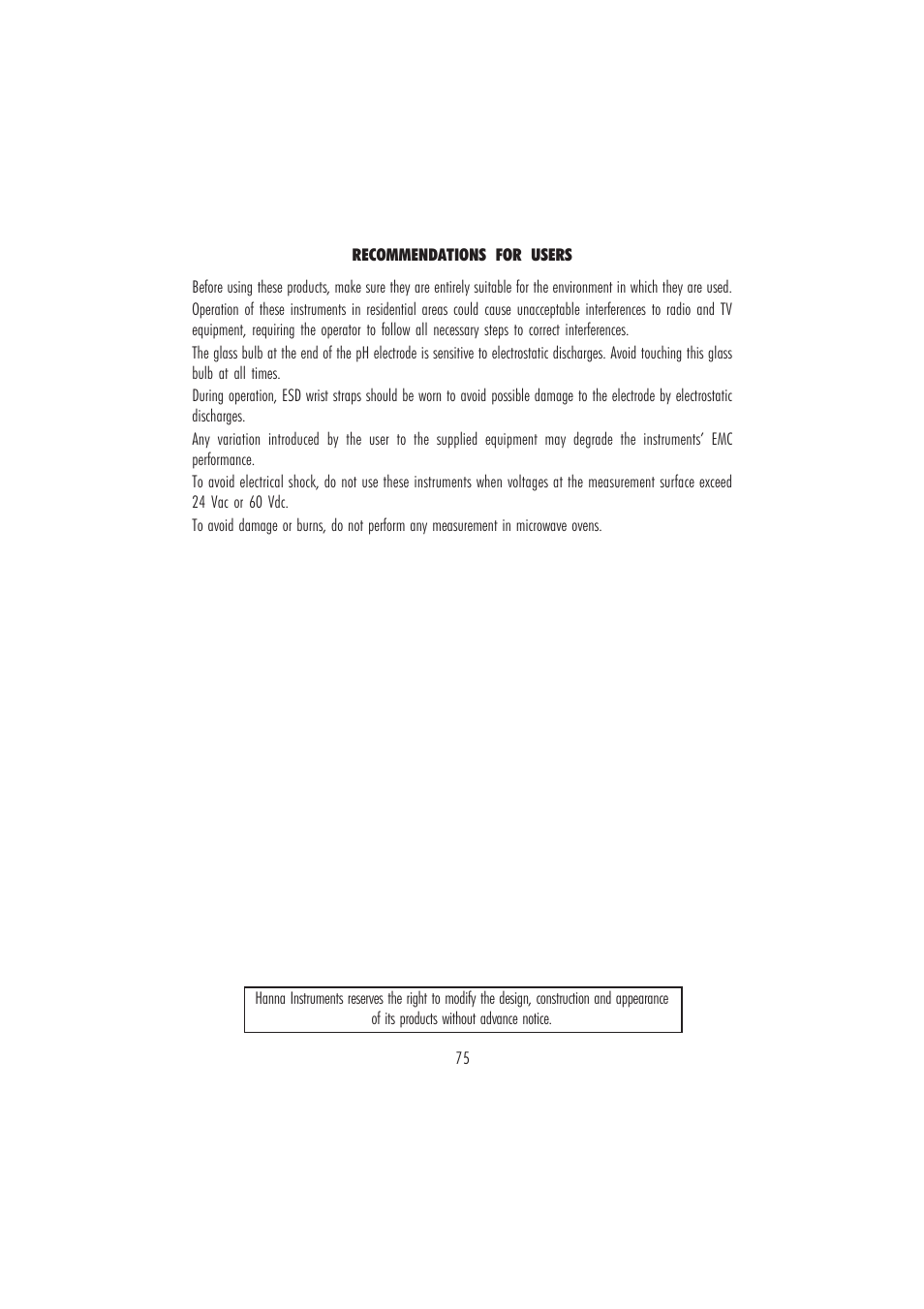 Hanna Instruments HI 4221 User Manual | Page 75 / 76