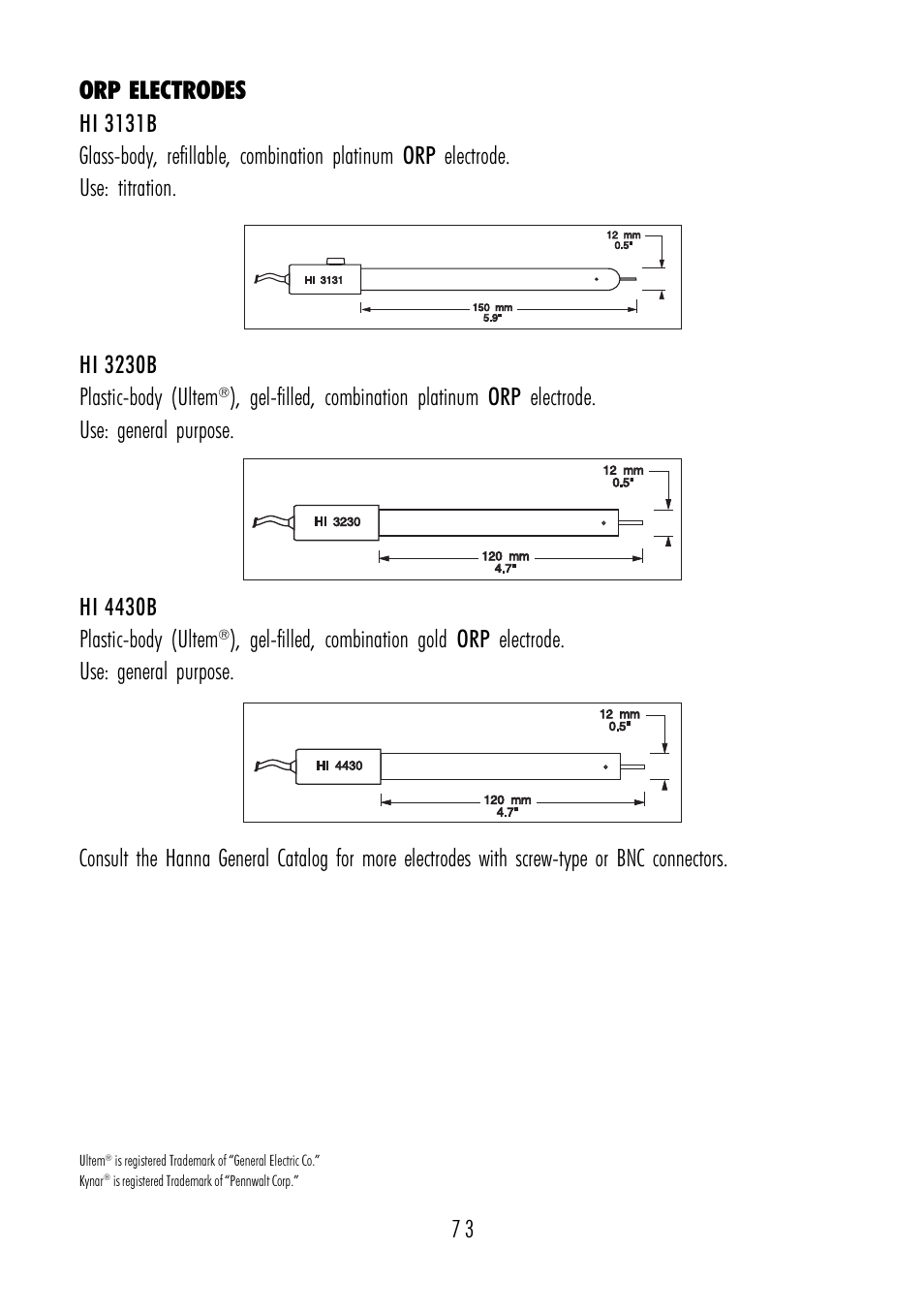 Orp electrodes | Hanna Instruments HI 4211 User Manual | Page 73 / 76