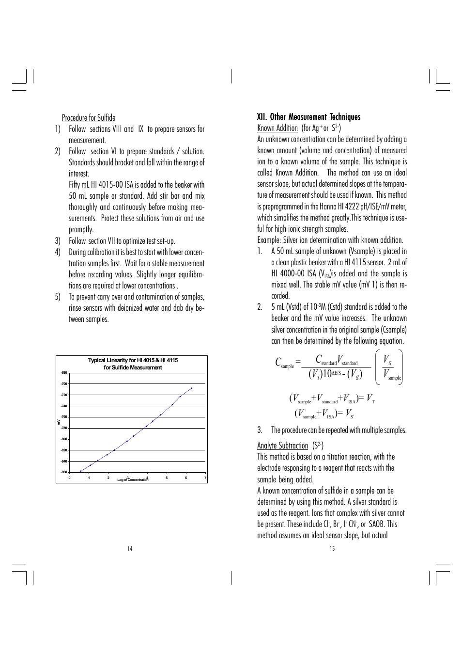 Or s, Analyte subtraction (s | Hanna Instruments HI 4115 User Manual | Page 8 / 11