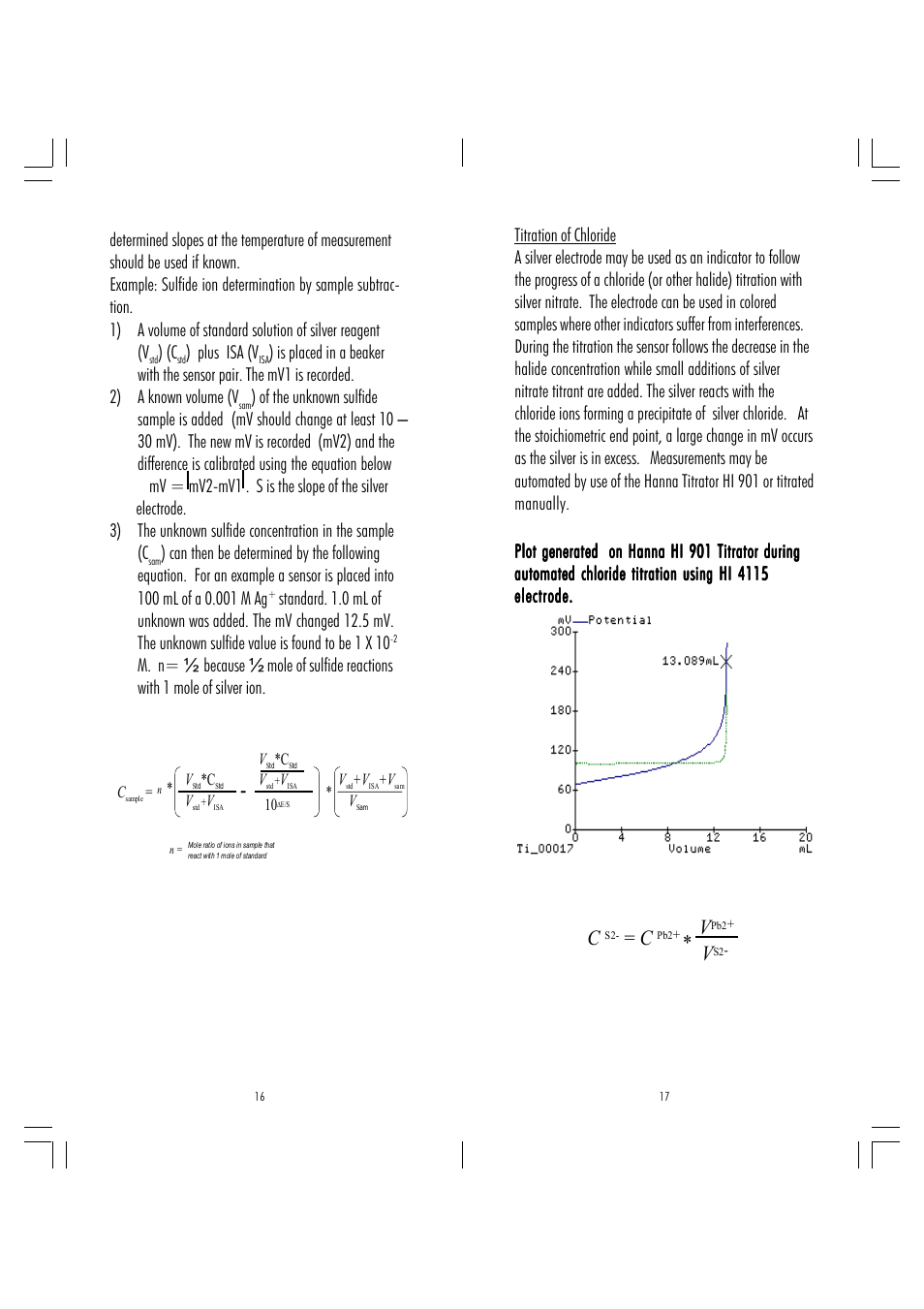 Plot generated on hanna hi 901 titrator during, Plus isa (v | Hanna Instruments HI 4115 User Manual | Page 9 / 11