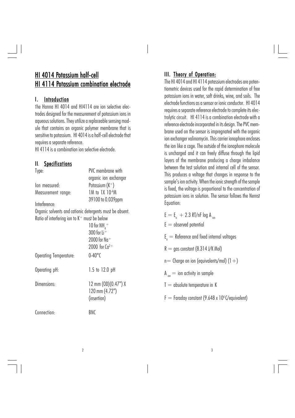 Hi 4014 p | Hanna Instruments HI 4014 User Manual | Page 2 / 9