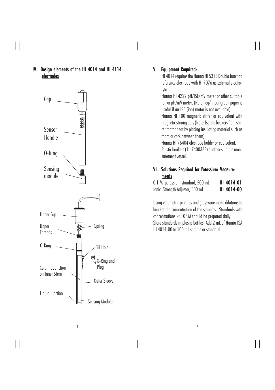 Cap sensing module sensor handle o-ring | Hanna Instruments HI 4014 User Manual | Page 3 / 9
