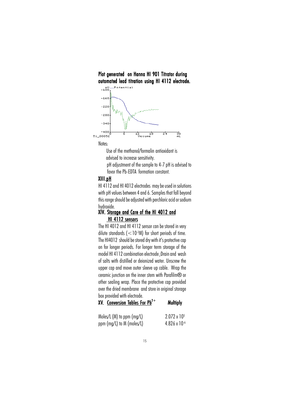 Hanna Instruments HI 4012 User Manual | Page 15 / 16