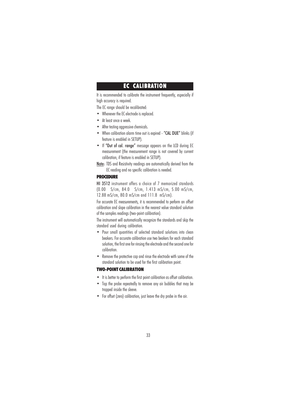Hanna Instruments HI 3512 User Manual | Page 33 / 84