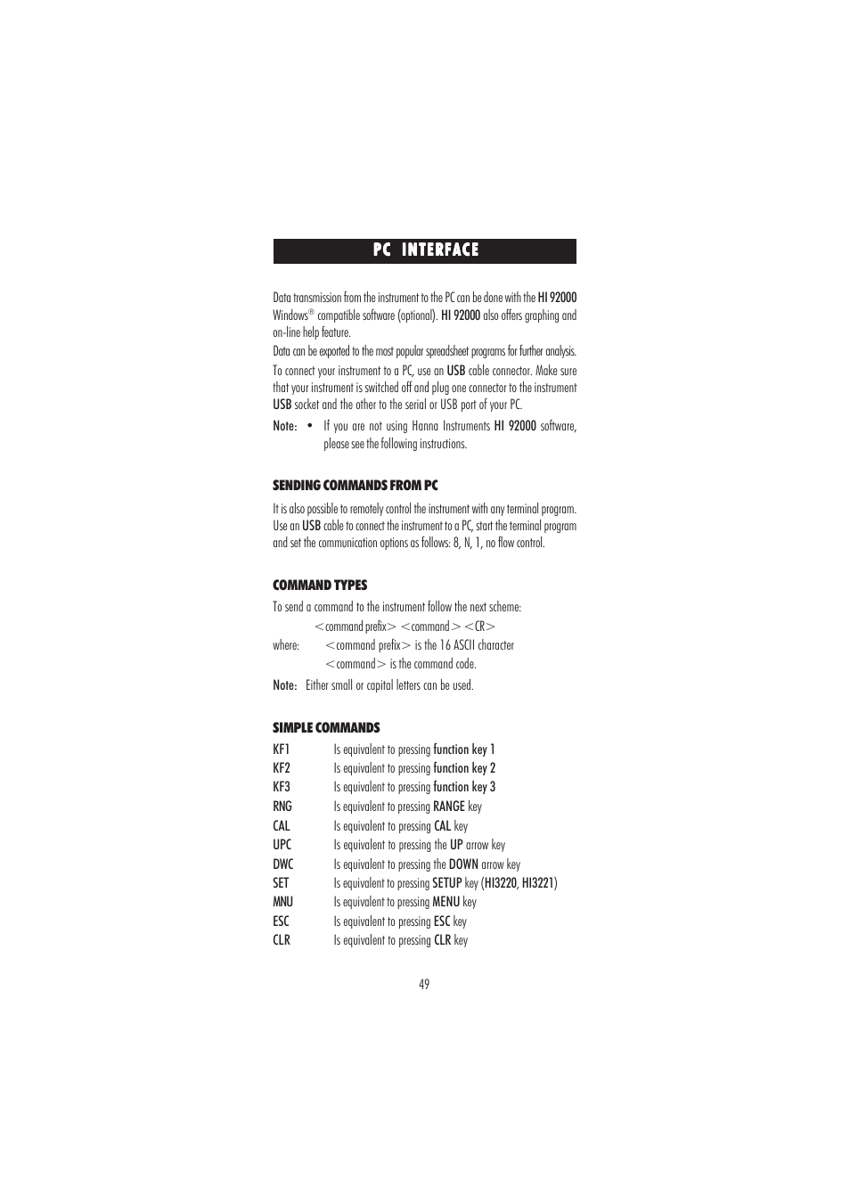 Hanna Instruments HI 3220 User Manual | Page 49 / 68