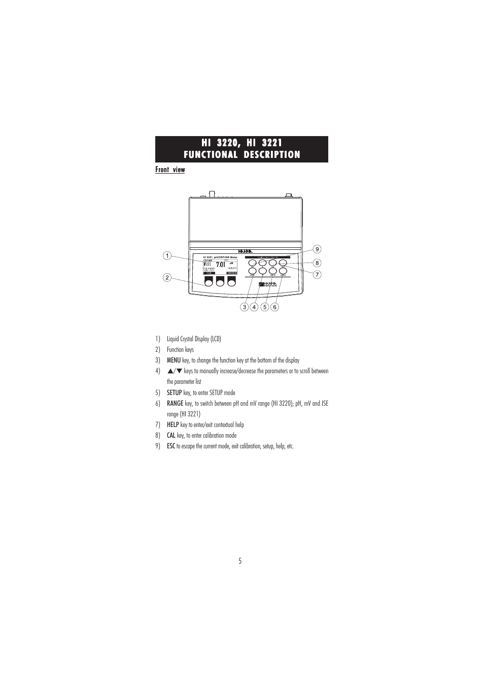 Hanna Instruments HI 3220 User Manual | Page 5 / 68