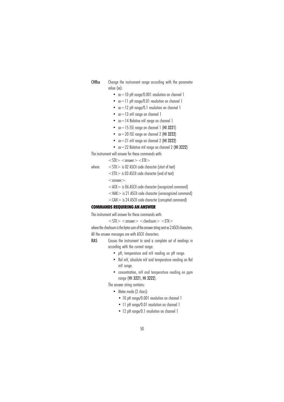 Hanna Instruments HI 3220 User Manual | Page 50 / 68