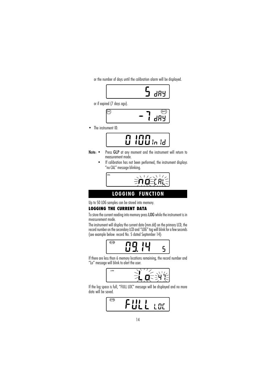 Logging function | Hanna Instruments HI 254 User Manual | Page 14 / 40