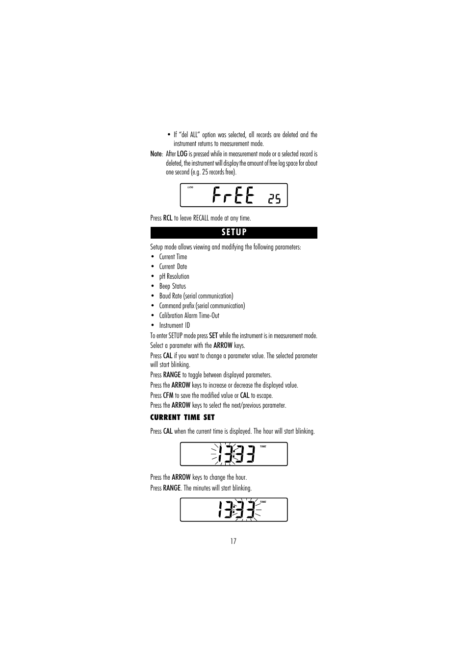 Setup | Hanna Instruments HI 254 User Manual | Page 17 / 40