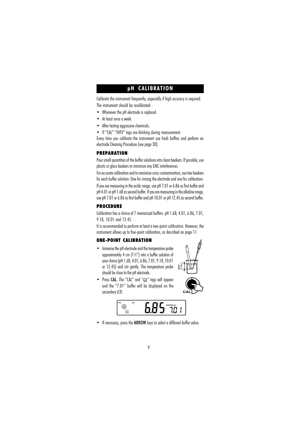 Ph calibration | Hanna Instruments HI 254 User Manual | Page 9 / 40