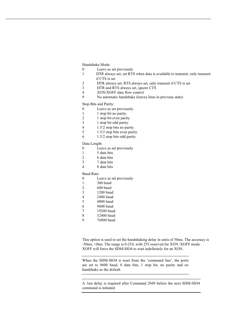First command option (parameter 5), Second command option (parameter 6) | Campbell Hausfeld Serial I/O Interface SDM-SIO4 User Manual | Page 41 / 72