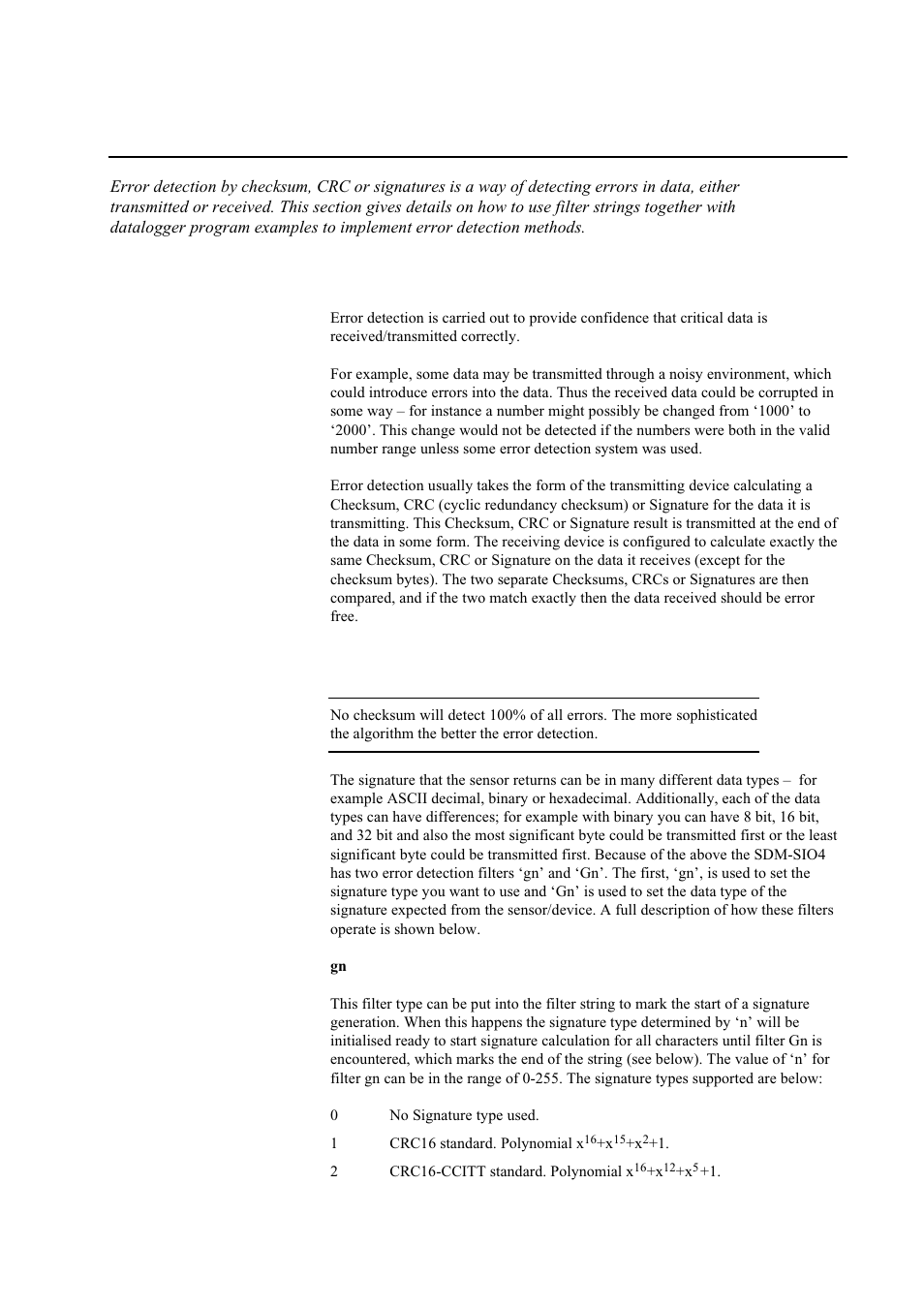 Section 6. data error correction, 1 error detection with the sdm-sio4, 2 received data | Campbell Hausfeld Serial I/O Interface SDM-SIO4 User Manual | Page 57 / 72