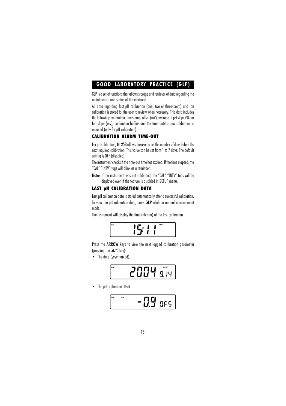 Good laboratory practice (glp) | Hanna Instruments HI 253 User Manual | Page 15 / 44