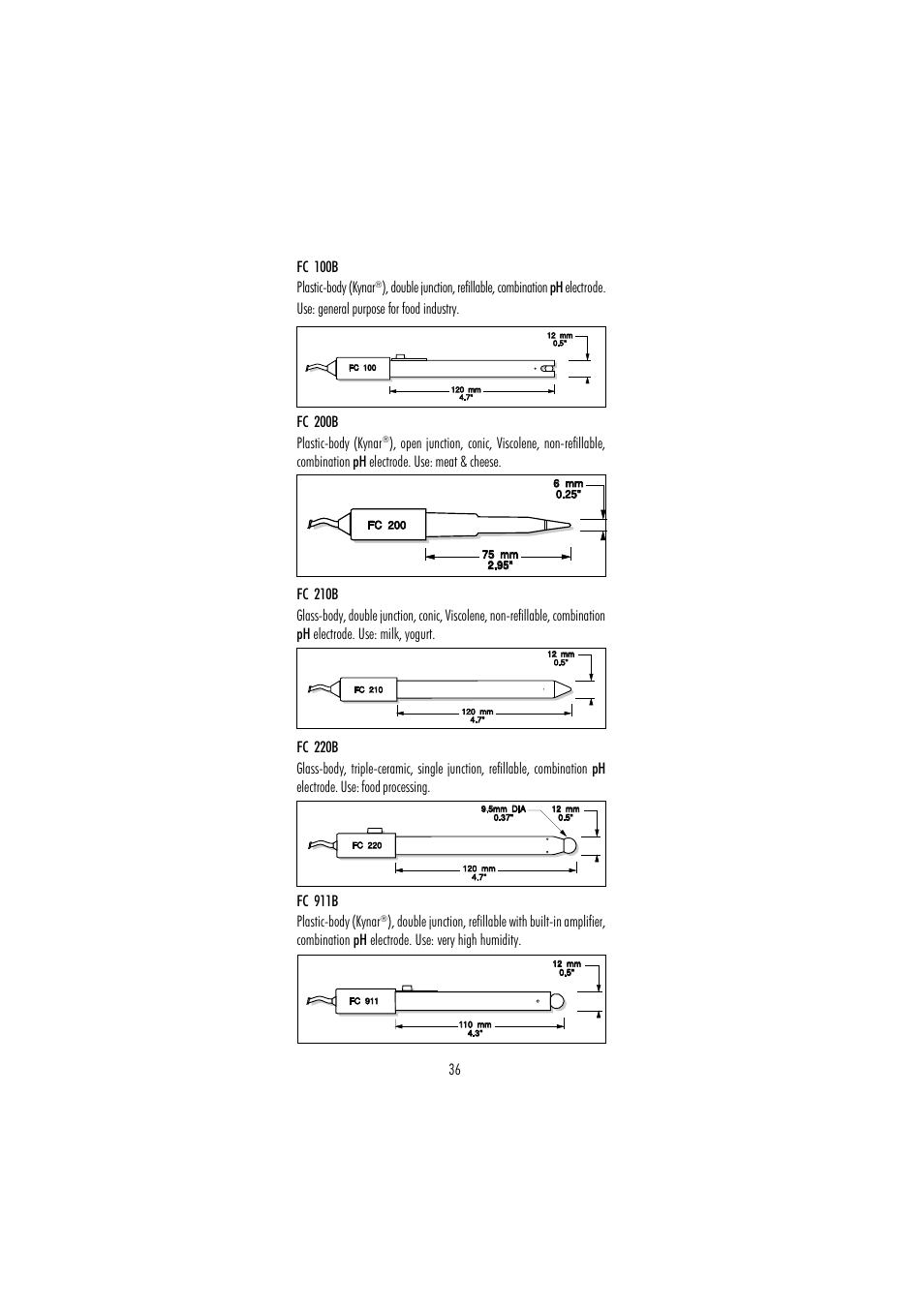 Fc 100b plastic-body (kynar | Hanna Instruments HI 250 User Manual | Page 36 / 40