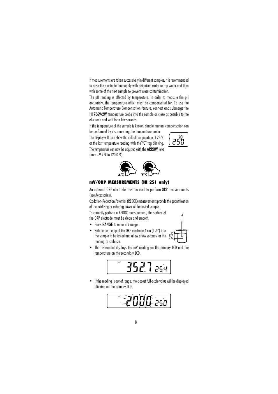 Hanna Instruments HI 250 User Manual | Page 8 / 40