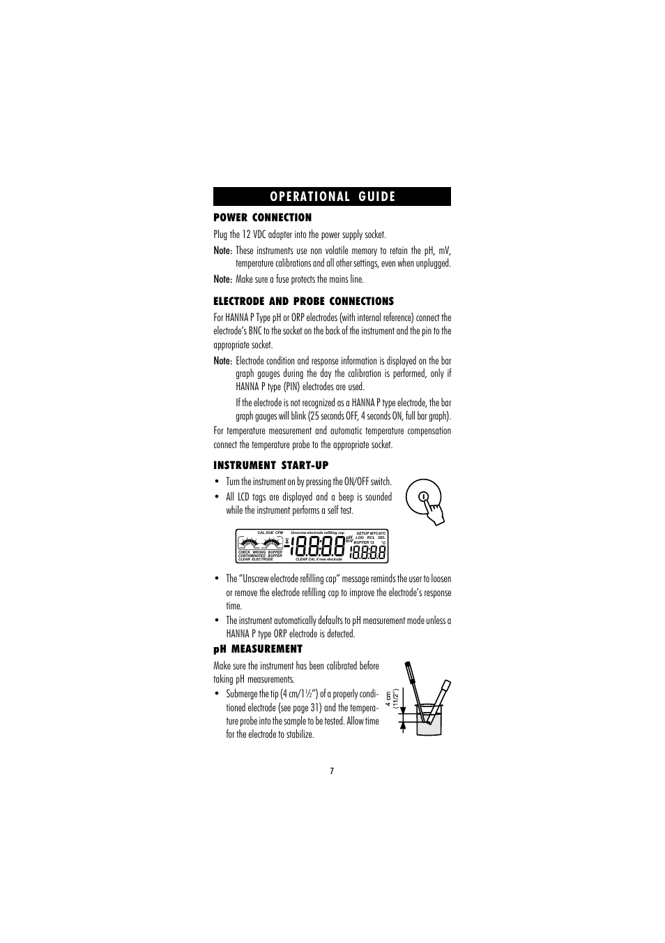 Operational guide | Hanna Instruments HI 221 User Manual | Page 7 / 40