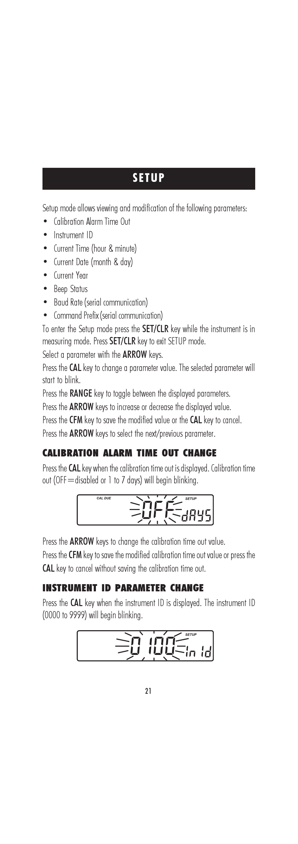 Setup | Hanna Instruments HI 222 User Manual | Page 21 / 40