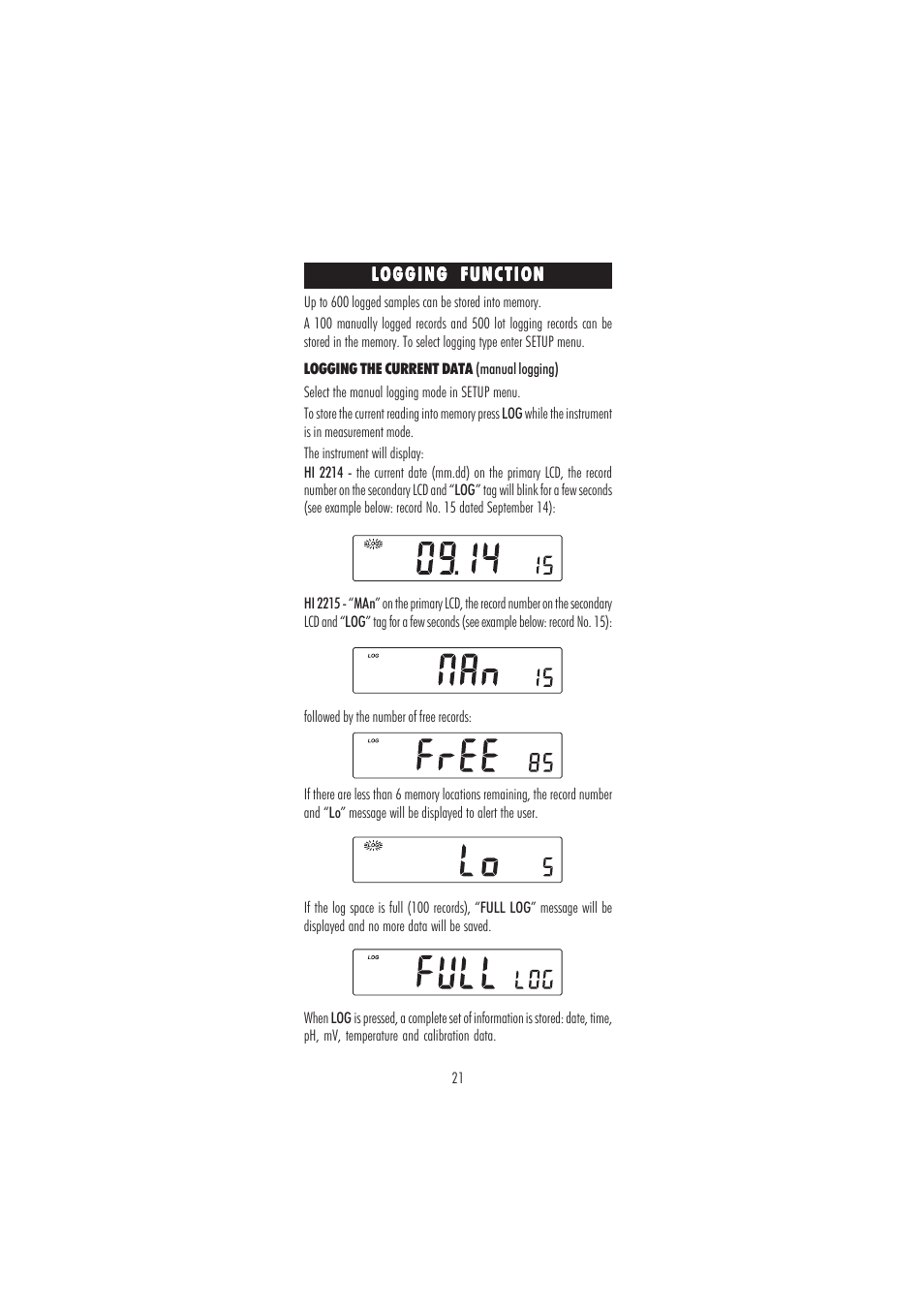 Hanna Instruments HI 2214 User Manual | Page 21 / 48