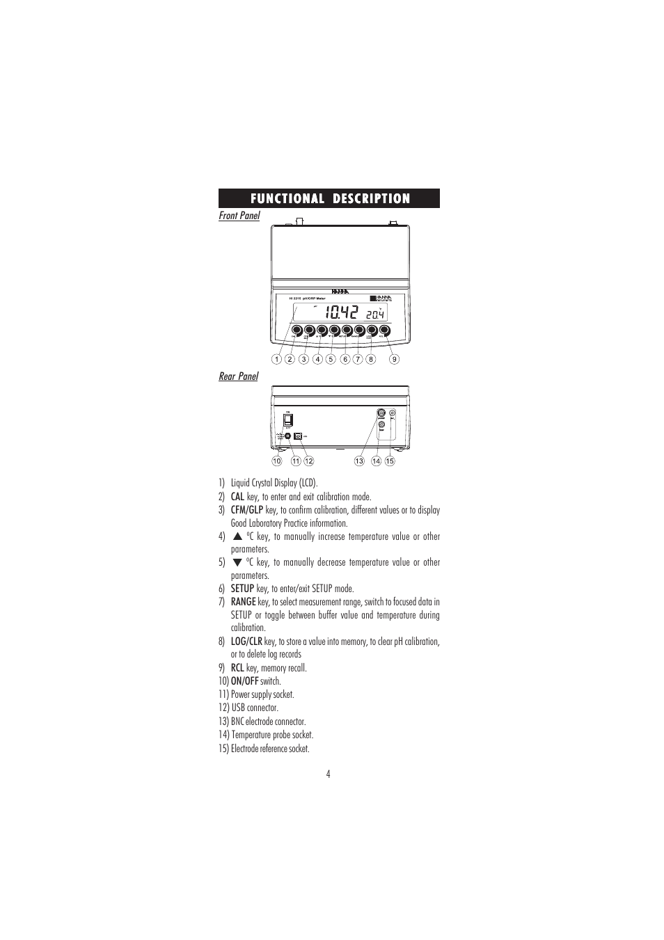 Hanna Instruments HI 2214 User Manual | Page 4 / 48
