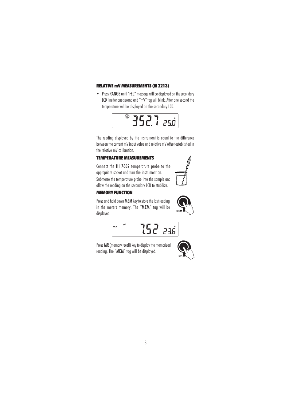 Hanna Instruments HI 2212 User Manual | Page 8 / 36