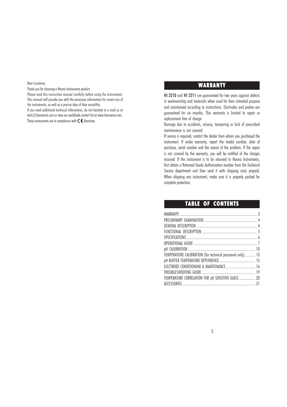 Hanna Instruments HI 2210 User Manual | Page 2 / 15