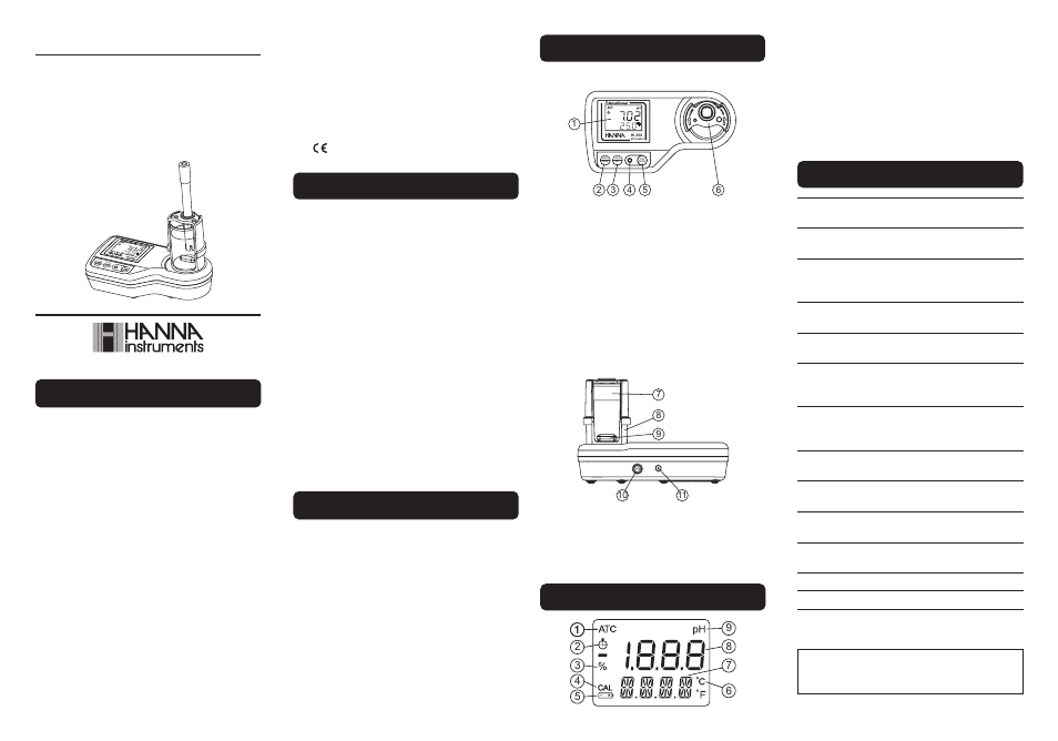 Hanna Instruments HI 207 User Manual | 2 pages