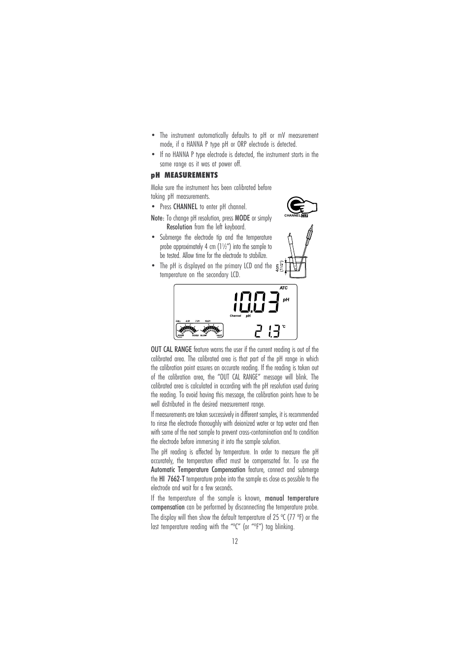 Hanna Instruments HI 121 User Manual | Page 12 / 60