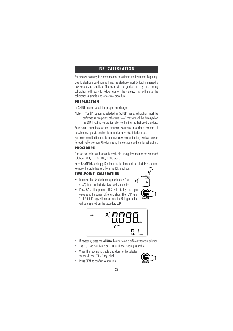 Ise calibration | Hanna Instruments HI 121 User Manual | Page 23 / 60