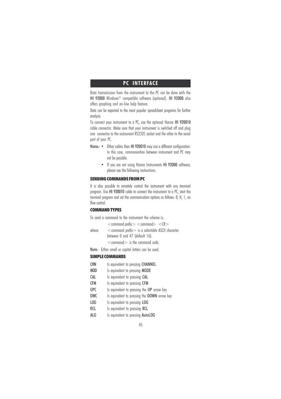 Hanna Instruments HI 121 User Manual | Page 45 / 60