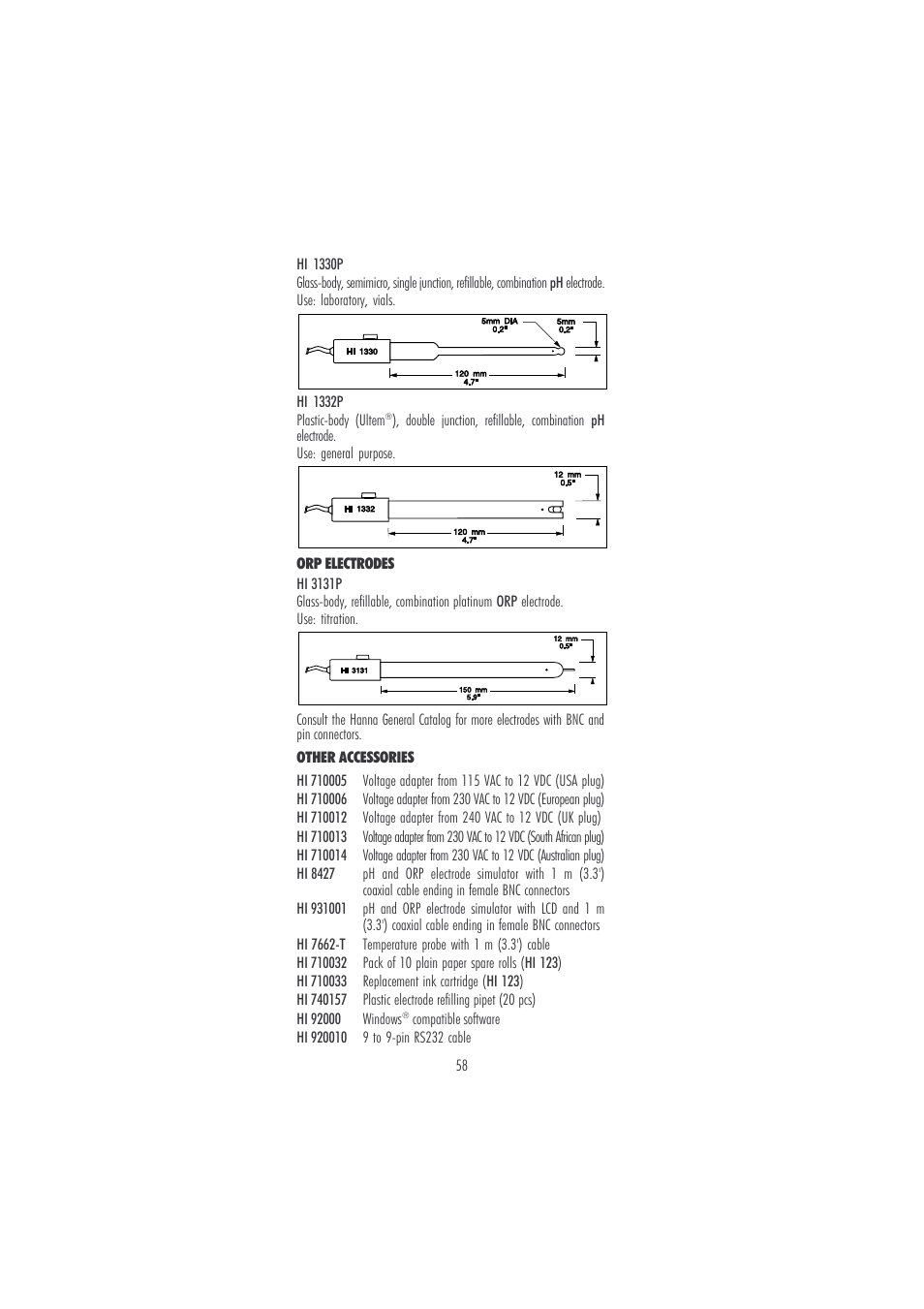 Hanna Instruments HI 121 User Manual | Page 58 / 60
