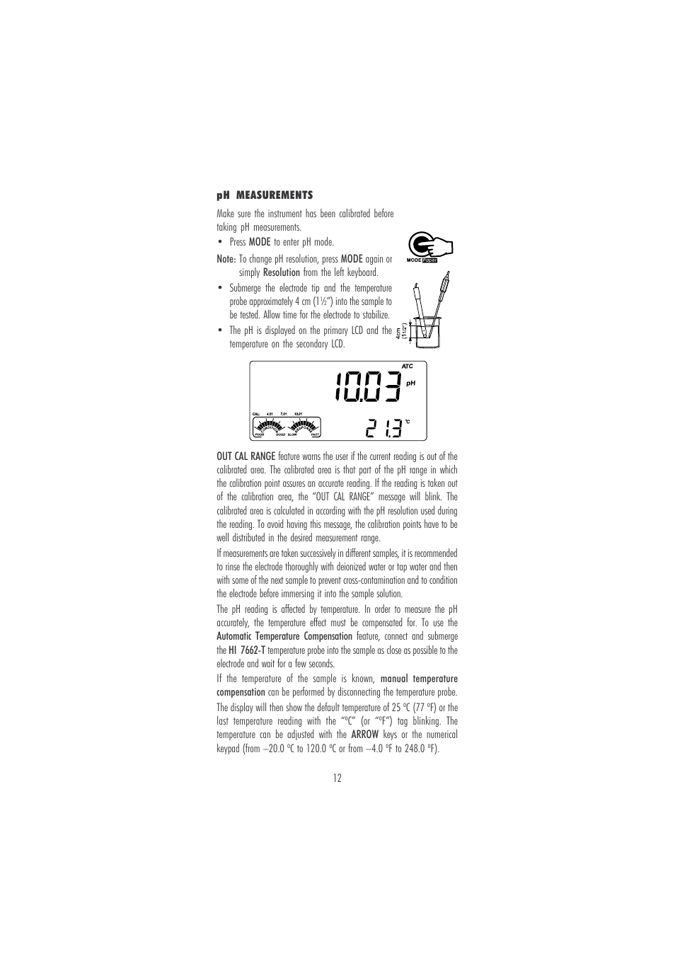 Hanna Instruments HI 120 User Manual | Page 12 / 56