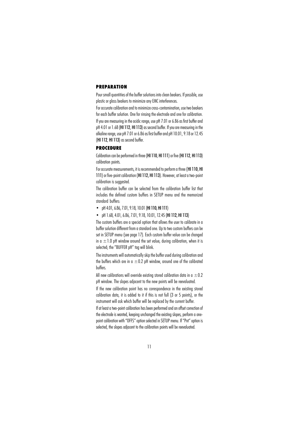 Hanna Instruments HI 110 User Manual | Page 11 / 40