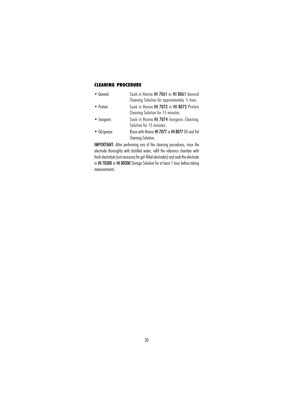 Hanna Instruments HI 110 User Manual | Page 30 / 40