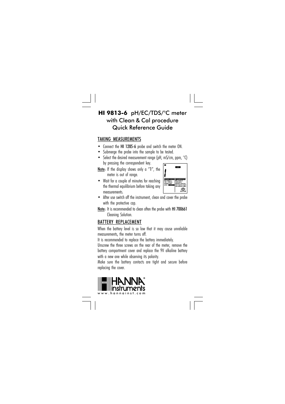 Hanna Instruments HI 9813-6N User Manual | 2 pages